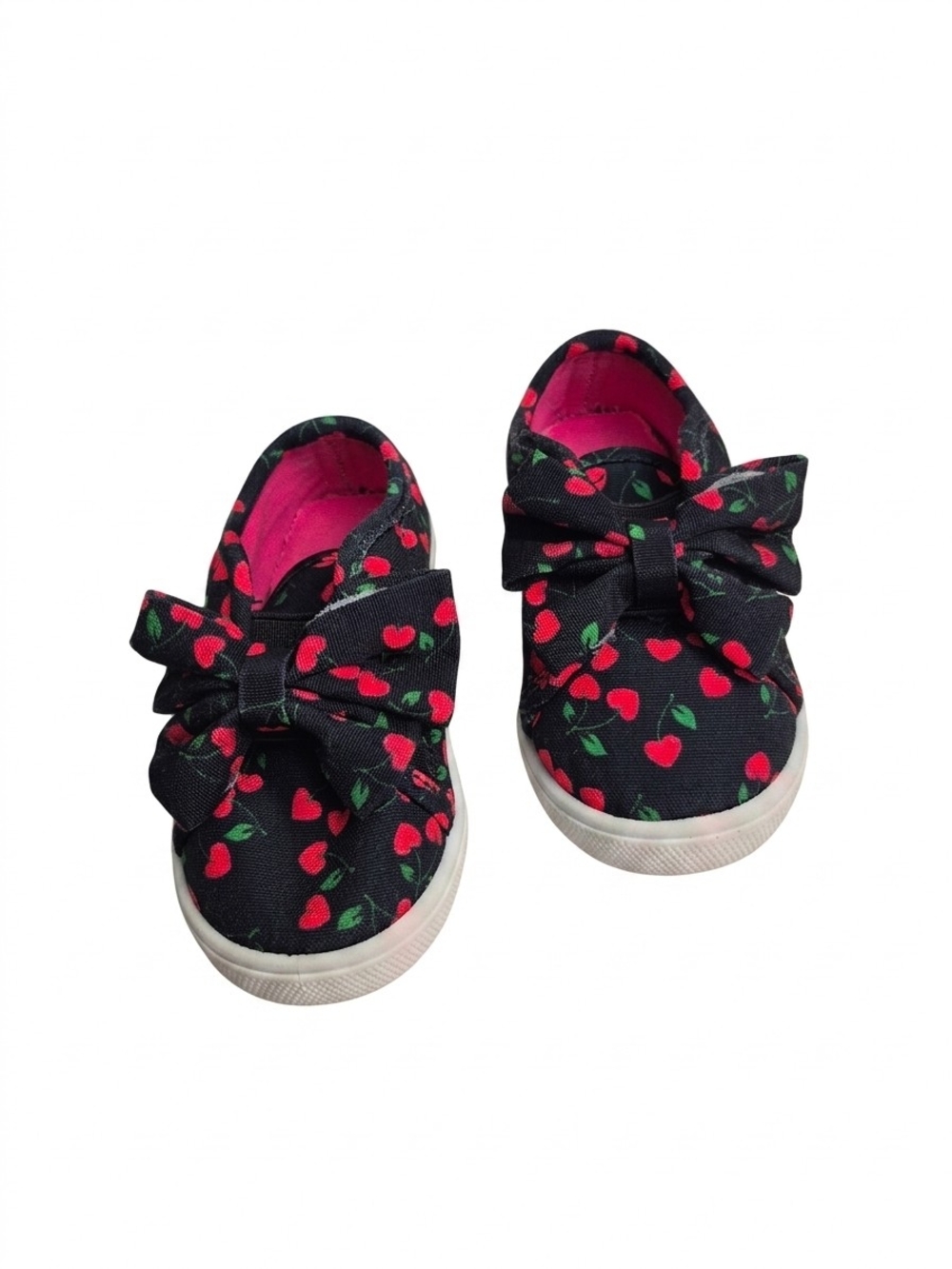 Cupcakes and Cashmere Cherry Heaet Print Bow Sneakers - Toddler Size 6